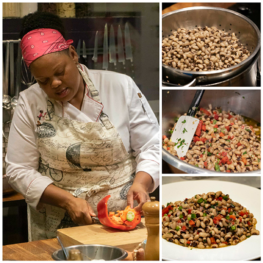 Making black-eyed pea salad